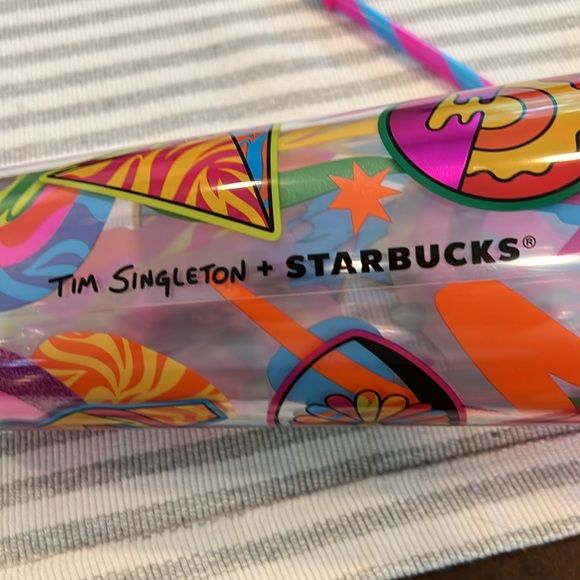 2023 Starbucks X Tim Singleton Colab Retro Glitter Cold cup in Venti 24oz. - Picture 9 of 13
